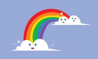Two Clouds Smiling Beneath a Rainbow Bridge of Love vector