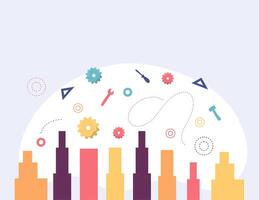 Bar Graph With Colorful Engineering Symbols Design vector