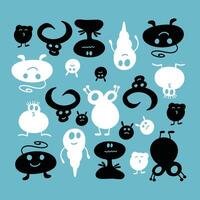 Different Funny Monsters on Blue Background Grid vector