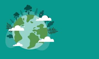 World Map on Globe with Leaves vector