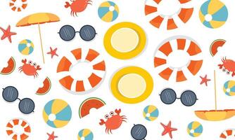 Cute Summer Background with Cartoon Elements vector