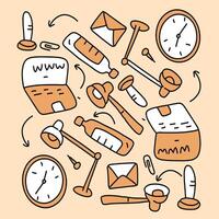 Mail And Office Tools Doodle Seamless Pattern vector