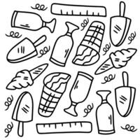 Mixed Ice Cream Treats with Cones and Bars Sketch vector
