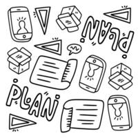 Startup Planning Doodles with Documents and Plans vector