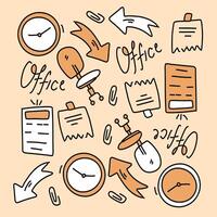 Office Doodle Collection with Work Essentials vector