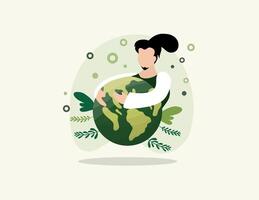 man Hugging the Earth with Love and Care vector