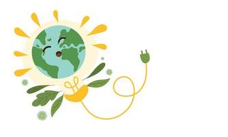 Sun Powering the Earth with Plug vector