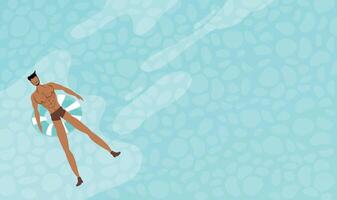 a man in a swimsuit is floating in the water vector