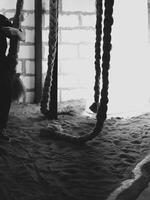 An Artistic Monochrome Image Showcasing an Unconventional and Unique Swing Setup photo