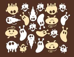 A group of ghosts and ghosts on a brown background vector
