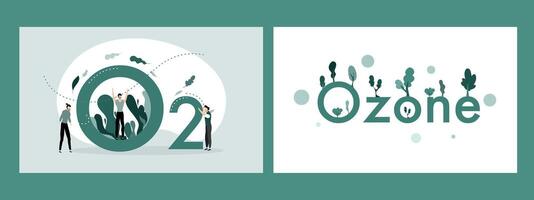 Ozone Layer Awareness Posters With Earth Elements vector