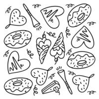 Donuts and Ice Cream in Fun Food Doodles vector