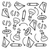Startup Doodles with Flying Paper and Graph Ideas vector