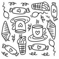 Ice Cream Cones and Dessert Doodle Art vector