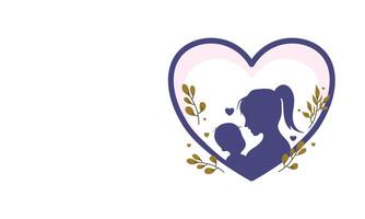 Mother holding child inside heart shaped design vector