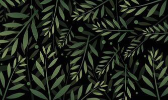 Leaf Pattern with Repeating Tropical Foliage Elements vector