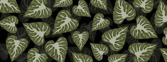 Monstera and Tropical Leaves in Nature Pattern Design vector