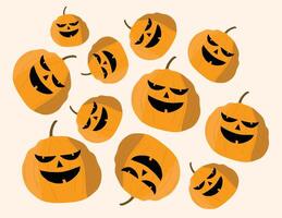 Multiple Jack O' Lanterns on Orange Background vector