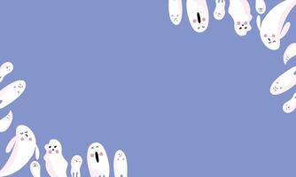 Ghosts Peeking Out on a Purple Background Halloween Frame vector