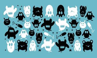 Cute Monsters With Different Shapes on Blue Background vector