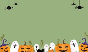 Green Background with Halloween Ghost Frame vector