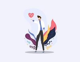 Man Celebrates Health and Vitality with Energy Flames vector