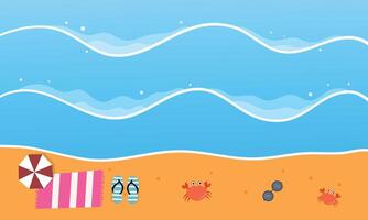 Beach Day With Crabs and Towels Under Blue Sky vector