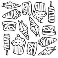Ice Cream and Cupcakes Doodle Pattern Set vector