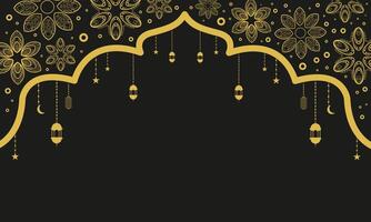Ramadan Background with Crescent and Lanterns vector