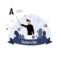 Teacher Pointing At Blackboard During Celebration vector