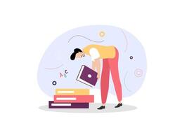 man Student Tired from Studying Hard at School vector