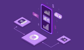 Isometric Business Technology with Smart Devices vector