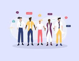 Medical Workers Standing Strong in Team Collaboration vector