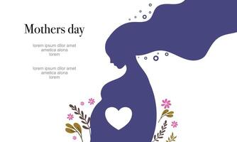 Silhouette Mother with Heart Inside and Text Layout vector