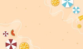 Sandy Beach with Umbrellas, Towels, and Shells Around vector