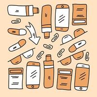 Workplace Icon Set with Hand Drawn Office Doodles vector