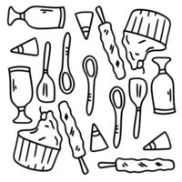 Ice Cream Tools and Utensils with Toppings Doodles vector