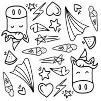Unicorn Fantasy Doodles with Magical Symbols and Shapes vector