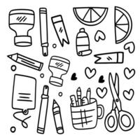 Pens Pencils Brushes With Art Supplies Doodles vector