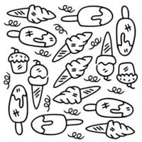 Fun Hand Drawn Ice Cream and Popsicles vector