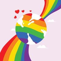 Globe and Rainbow with Holding Hands Around the World vector