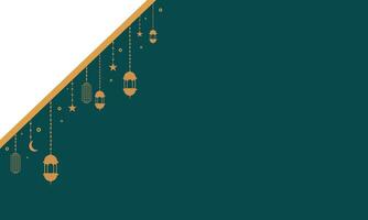 A green and gold background with a lanterns vector