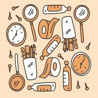 Hand-Drawn Mirror And Grooming Tools Background Design vector