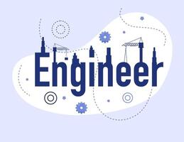 Engineer Typography With Construction Icons Around It vector