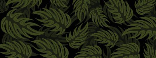 Seamless Leaf Pattern with Deep Green Jungle Texture vector