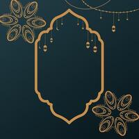 Golden frame with floral pattern and ornaments on dark background vector
