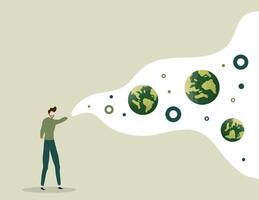 Save the Planet Theme with Globe and Leaves vector