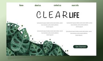 Clean Nature Website Template with Leaf Illustration Elements vector