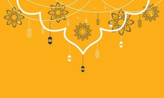 Hanging Lights and Lanterns in Yellow Background vector