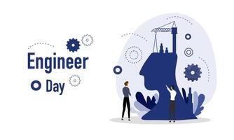 Engineer Day Poster With Gear And Text Layout vector